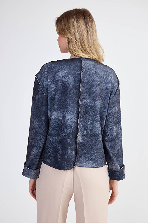 Judge Collar Abstract Pattern Blouse - 5