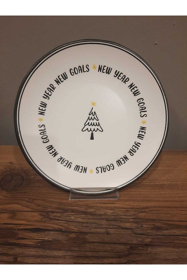 KERAMİKA PASTA TABAĞI 20 CM 3 ADET YILBAŞI / NEW YEAR - 5