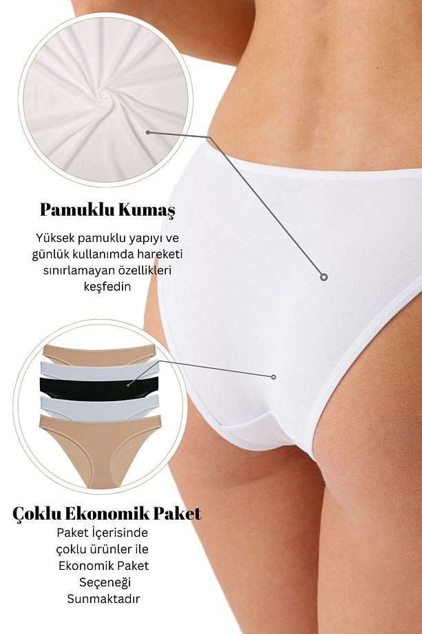 Kadın 5'li Ekonomik Paket 2055 Basic Brief Pamuklu Külot - 7