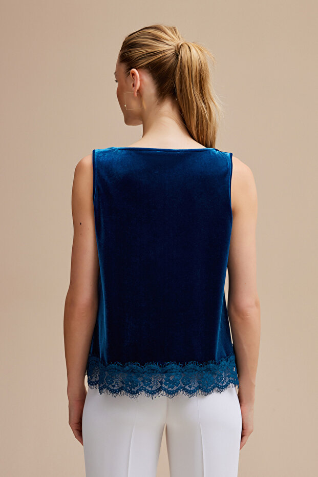 Dantelli Kadife Bluz - 4