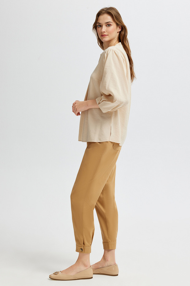 Geniş Kollu V Yaka Bluz - 3