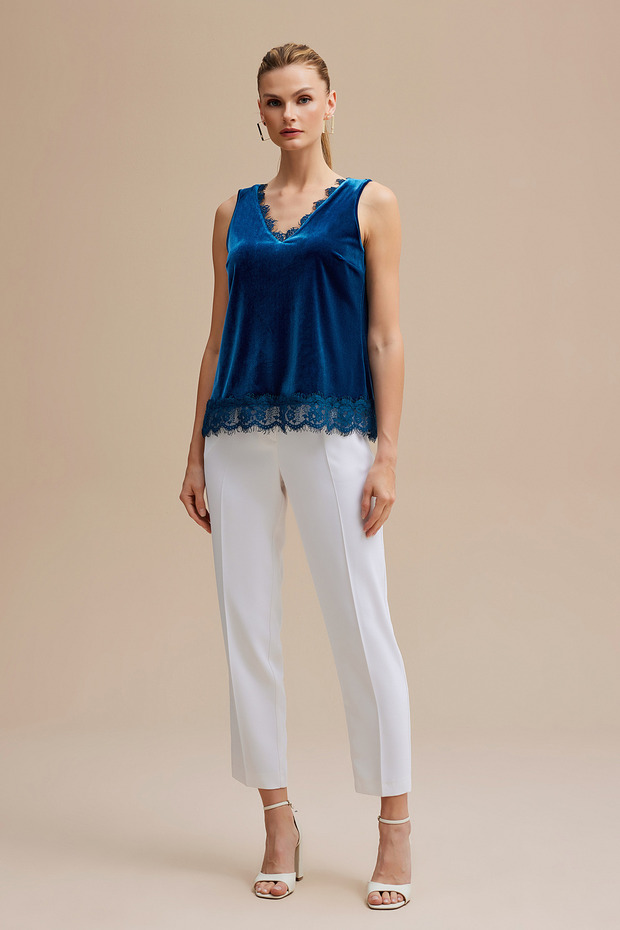 Dantelli Kadife Bluz - 2