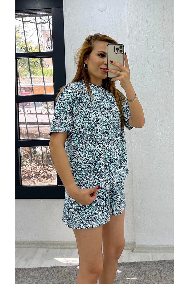 Yaprak Desenli İkili Pijama Takımı Yaprak Desenli - 2