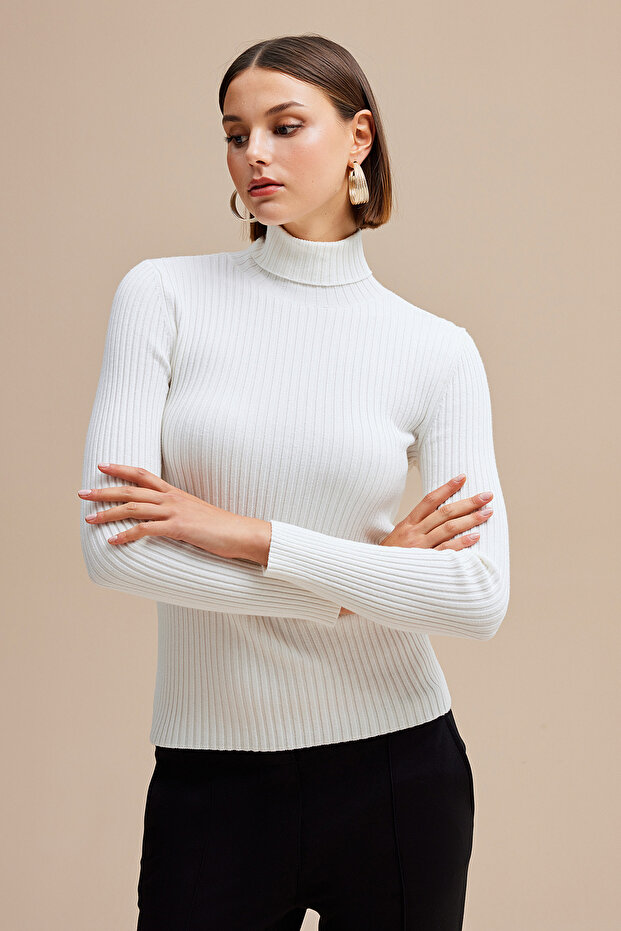 Balıkçı Yaka Triko Kazak - 1