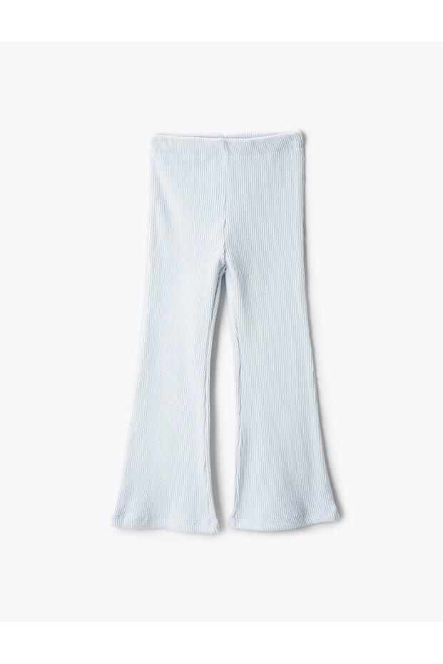 Basic Flare Leg Leggings Trousers with Elastic Waist Ribbed