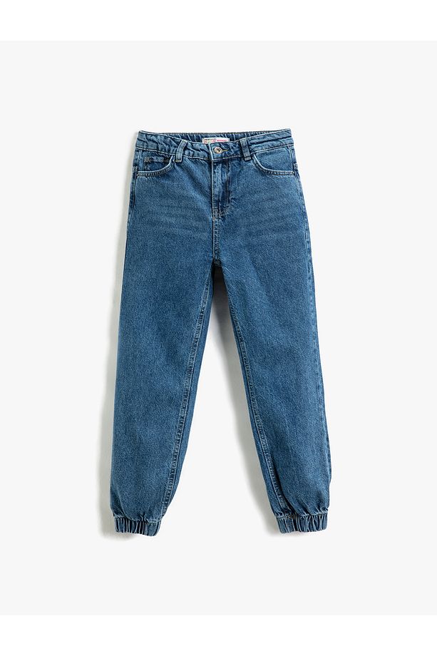 Jogger Kot Pantolon Cepli Pamuklu - Jegging Jean Beli Ayarlanabilir Lastikli - 1