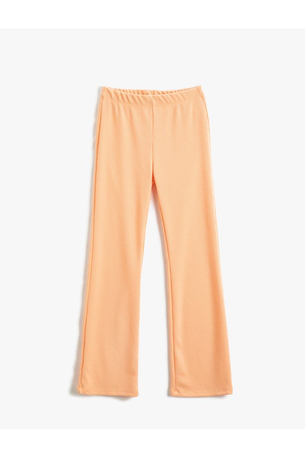 Flared Leg Leggings Pants with Elastic Waist Ribbed