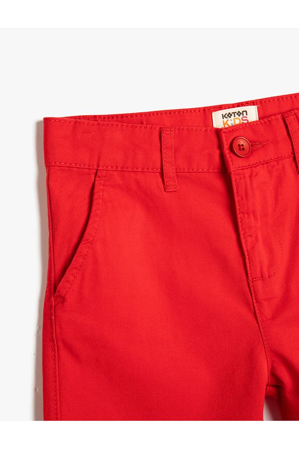 Bermuda Şort Basic Chino Cepli Pamuklu Beli Ayarlanabilir Lastikli - 3