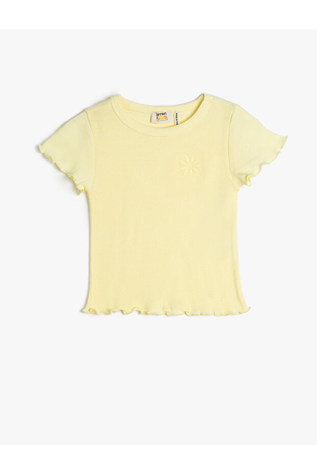 Basic Crop T-Shirt Short Sleeve Crew Neck Cotton