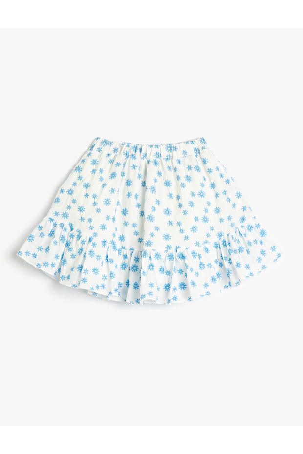 Elastic Waist Normal White Plain Short Girl's Skirt 3skg70016aw