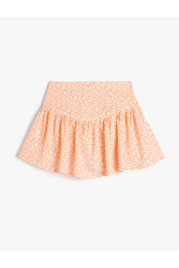 Shorts Skirt Floral Elastic Waist Ruffle