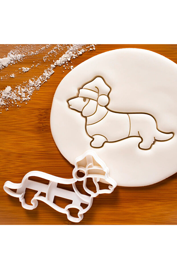 Dachshund Sausage Dog Christmas Cookie Mold, Ceramic, Polymer Clay - Mixed Color
