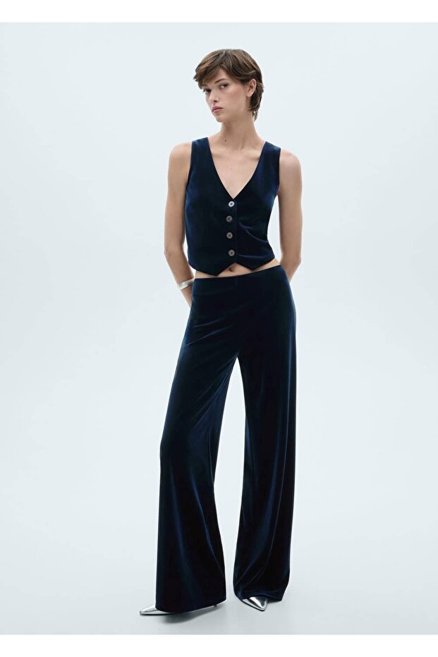 Crop kadife yelek - 2