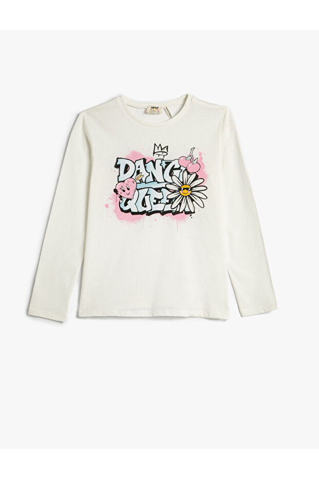 Long Sleeve Printed T-Shirt Round Neck Cotton