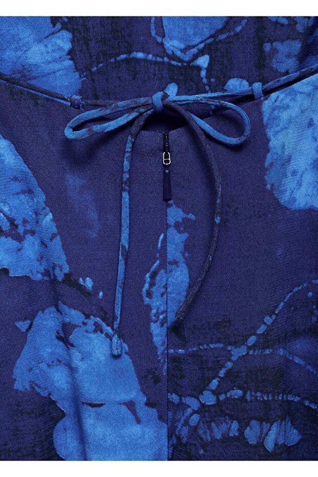 Askılı desenli elbise - 5