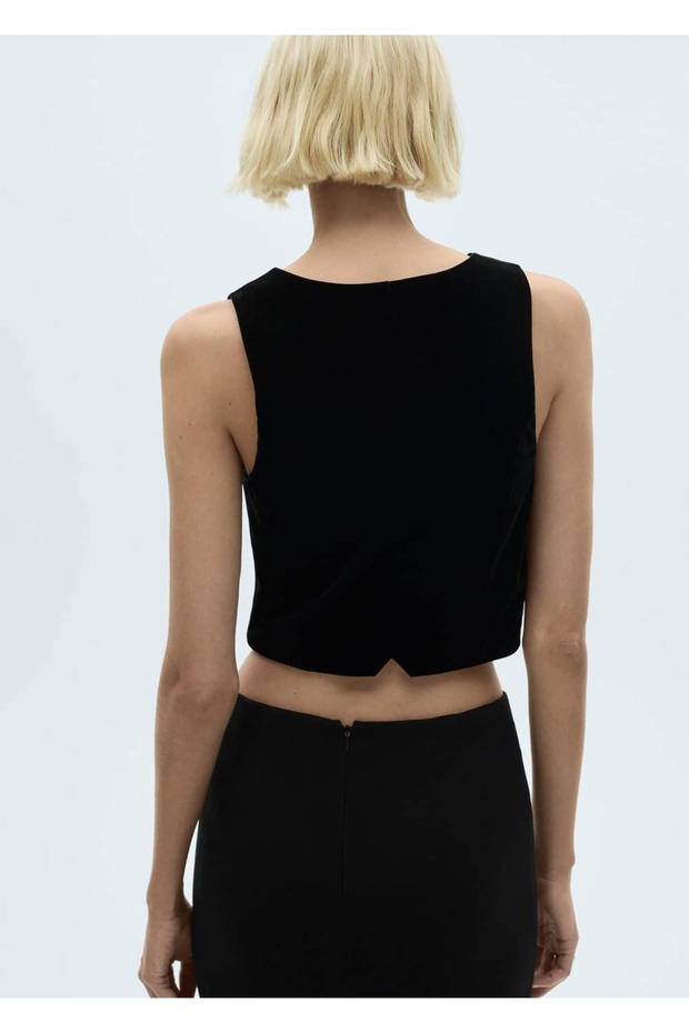 Crop kadife yelek - 4