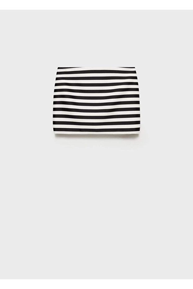 Çizgili triko mini etek - 3