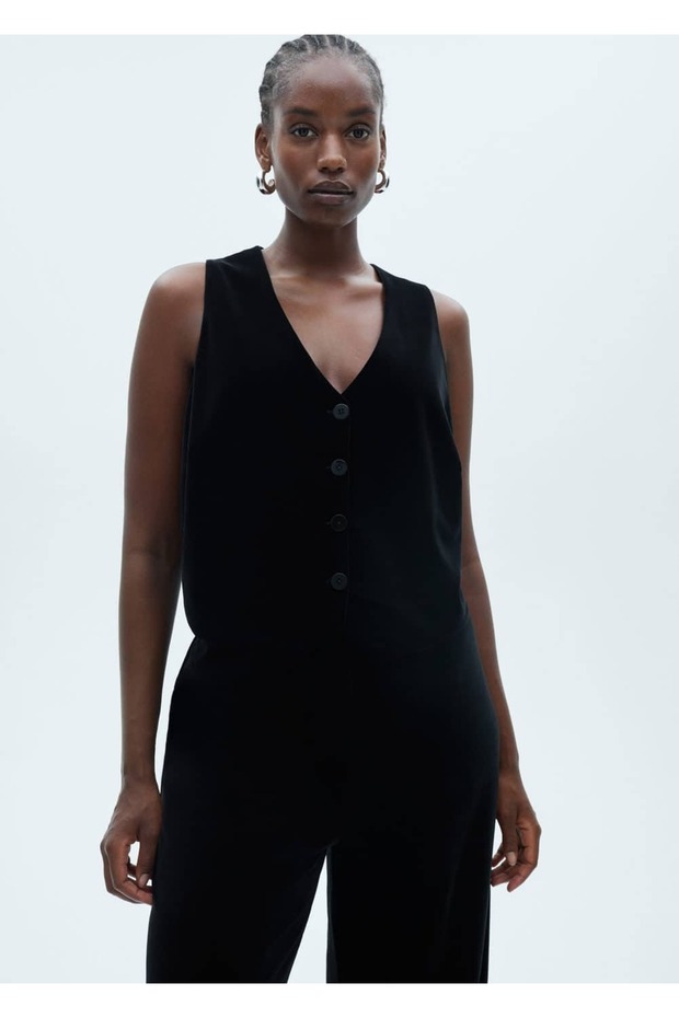 Crop kadife yelek - 5