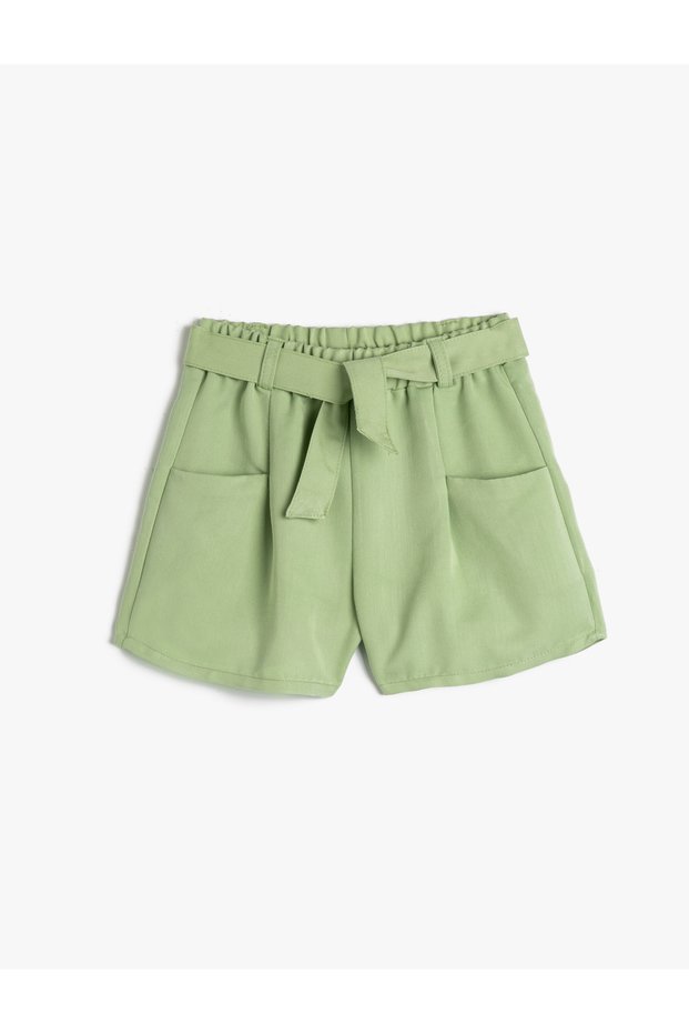 Shorts with Belt Detail, Pockets, Elastic Waist Modal Fabric