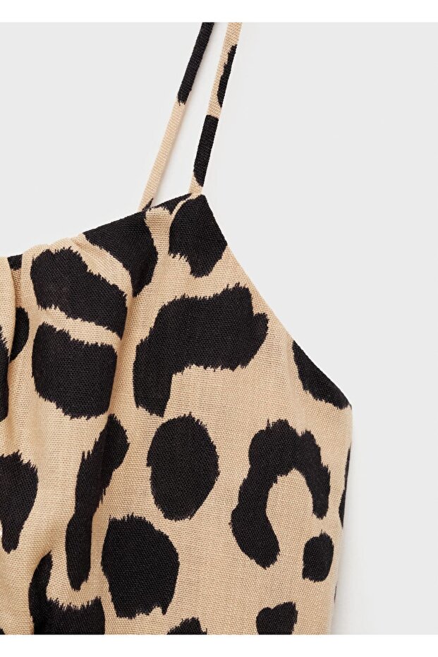 Kısa leopar desenli elbise - 8