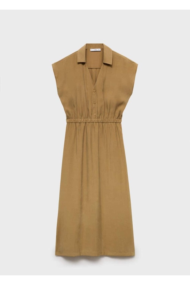 Düğmeli modal elbise - 3