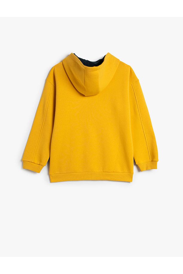 Fermuarlı Kapşonlu Sweatshirt Işlemeli Şardonlu Pamuklu - 2