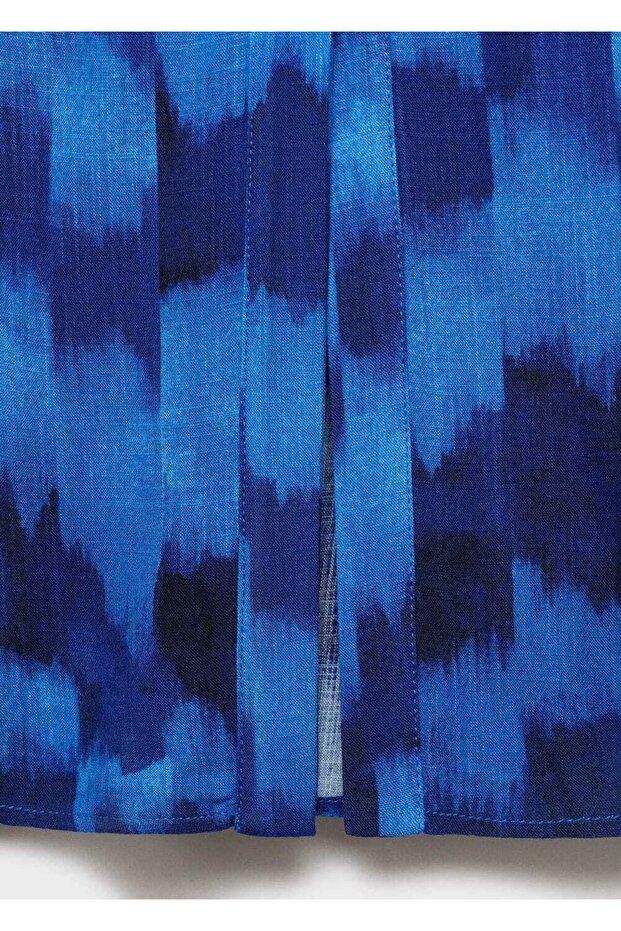 Kemerli desenli elbise - 5