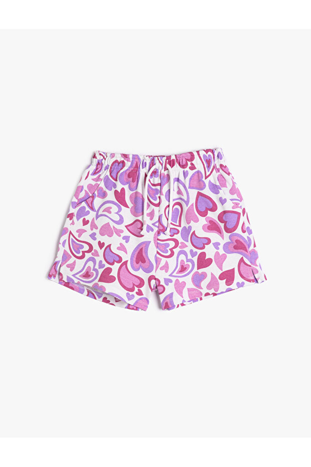 شورت قطن بربطة خصر منقوشة على شكل قلب