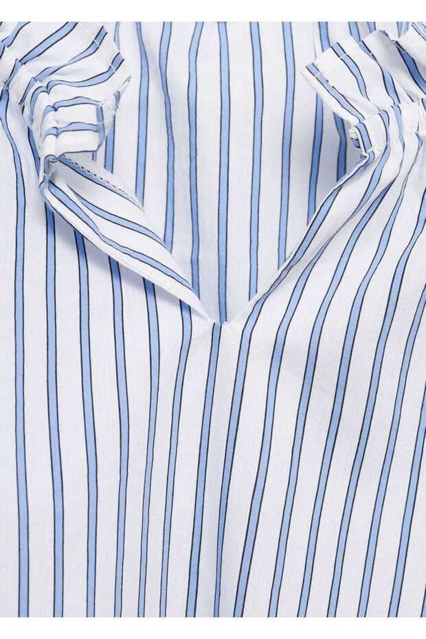 Drawstring Detailed Striped Blouse - 5