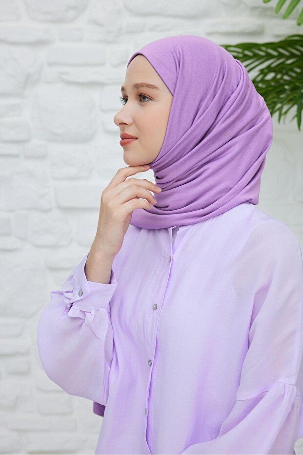 شال قطني ممشط باللون الأرجواني الداكن - 3