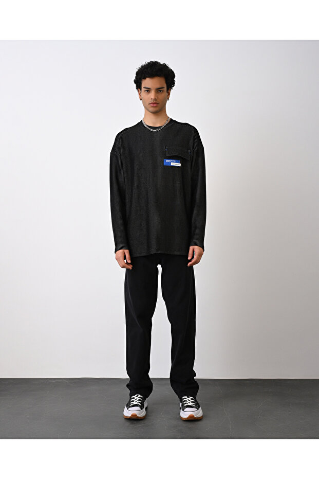 Cep Detay Fitilli Oversize Sweatshirt - 3