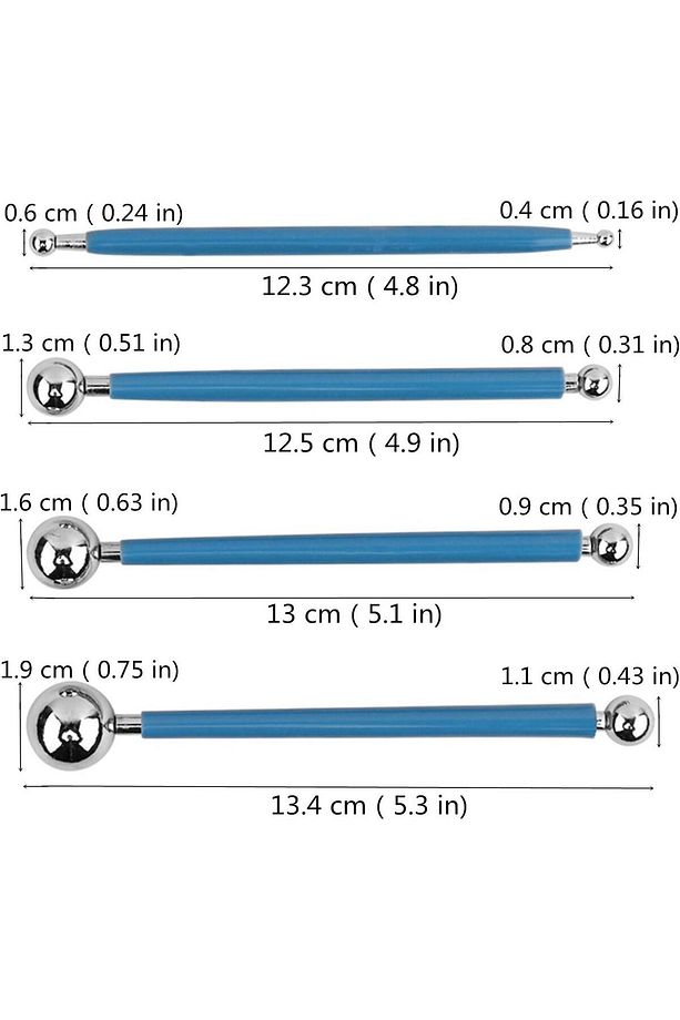 Çiçek Ütüsü, Top Ütü, 4lü Set, Top Uçlu Marzipan Set, Çiçek ve Kurabiye Şekil Verme, Modelleme Seti - 2