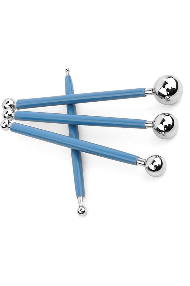 Çiçek Ütüsü, Top Ütü, 4lü Set, Top Uçlu Marzipan Set, Çiçek ve Kurabiye Şekil Verme, Modelleme Seti - 1