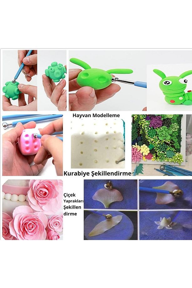 Çiçek Ütüsü, Top Ütü, 4lü Set, Top Uçlu Marzipan Set, Çiçek ve Kurabiye Şekil Verme, Modelleme Seti - 3