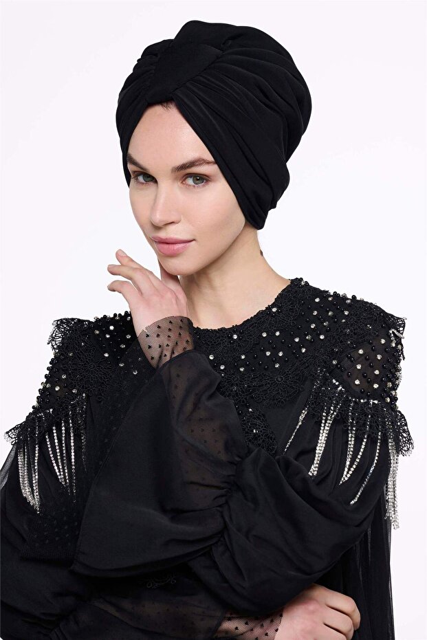 بونيه بتصميم أسود بمقبض - 2