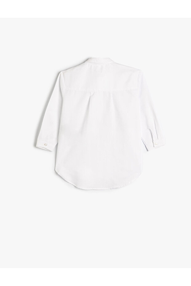 Basic Shirt Long Sleeve Button Closure Ruffle Detail - 2