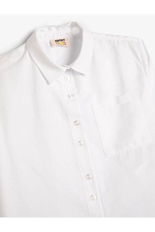 Basic Shirt Long Sleeve Button Closure Ruffle Detail - 3
