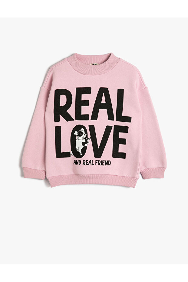 Sweatshirt Long Sleeve Crew Neck Slogan Printed Raised