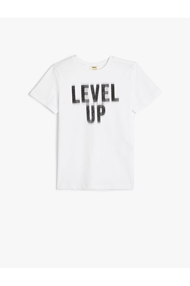 Cotton Short Sleeve T-Shirt - Crew Neck, Slogan Printed