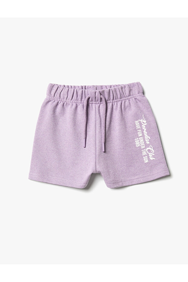 Shorts with Elastic Waist and Slogan Print Detail