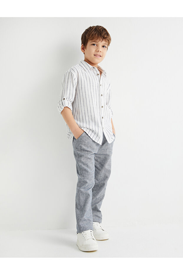 Linen Trousers Tie Waist Pocket
