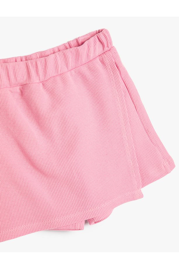 Basic Mini Şort Etek Kruvaze Beli Lastikli Pamuklu - 3