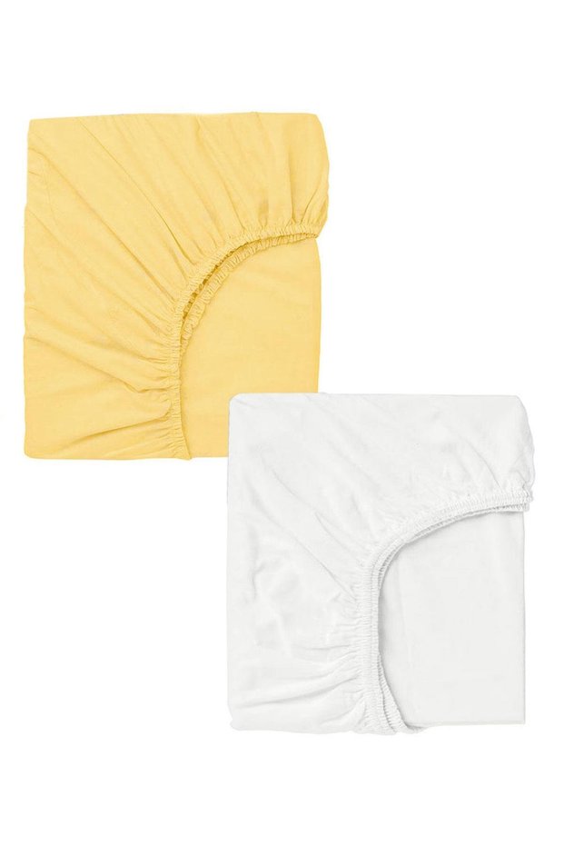 2 Pieces of Cotton and Elastic 60 X 120 X 15 cm Combed Cotton Baby Bedsheet