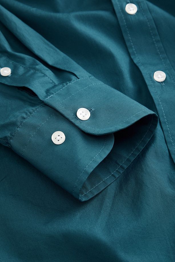 Petrol Poplin Upper Gömlek - 4