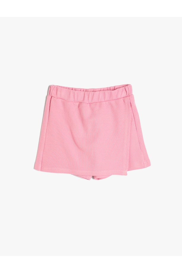 Basic Mini Şort Etek Kruvaze Beli Lastikli Pamuklu - 1