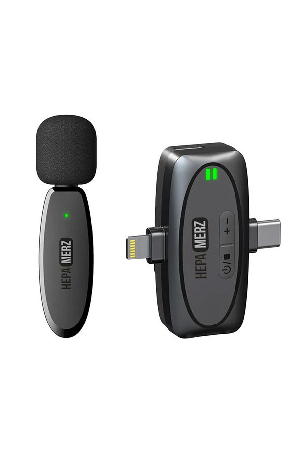 Hepa Merz S-45 Yüksek Kaliteli Kablosuz Yaka Mikrofonu (Lightning ve Type-c) - 1