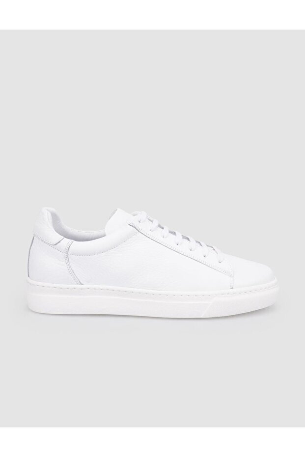 100% Genuine Leather White Lace-Up Men's Sports Shoes