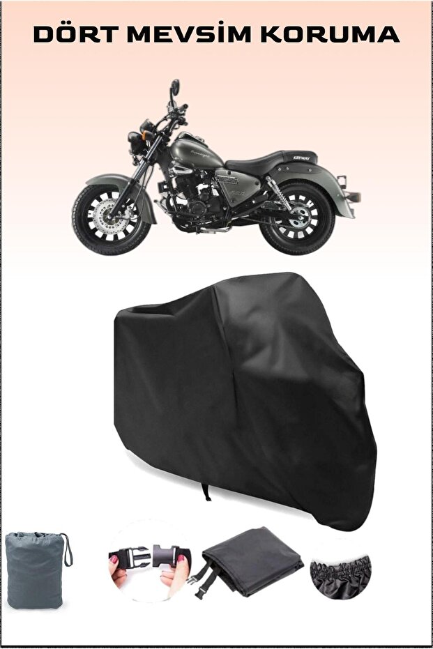 Black Keeway Land Cruiser 250 Compatible Motorcycle Tarpaulin, Engine Cover