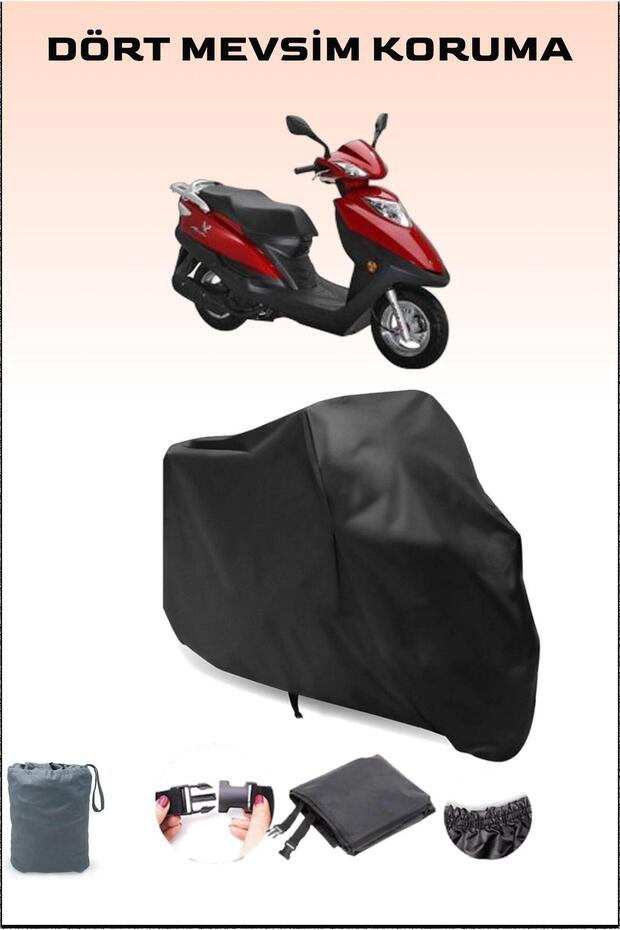 Black Haojue Hj 125t-10 Compatible Motorcycle Tarpaulin, Engine Cover