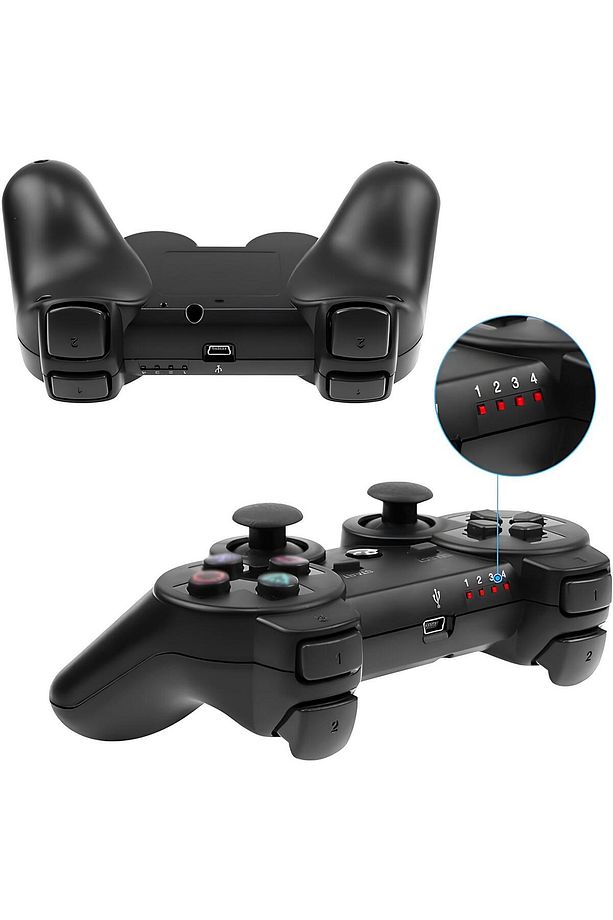 Ps3 Uyumlu Kablosuz Oyun Kolu Joystick Şarj Kablosu Hediye - 3